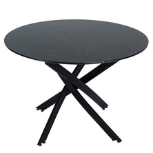 Round Marble-Effect Table Black