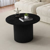 Luxe Black Ribbed Texture Wooden Coffee Table