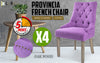 La Bella 4 Set Violet French Provincial Dining Chair Amour Oak Leg