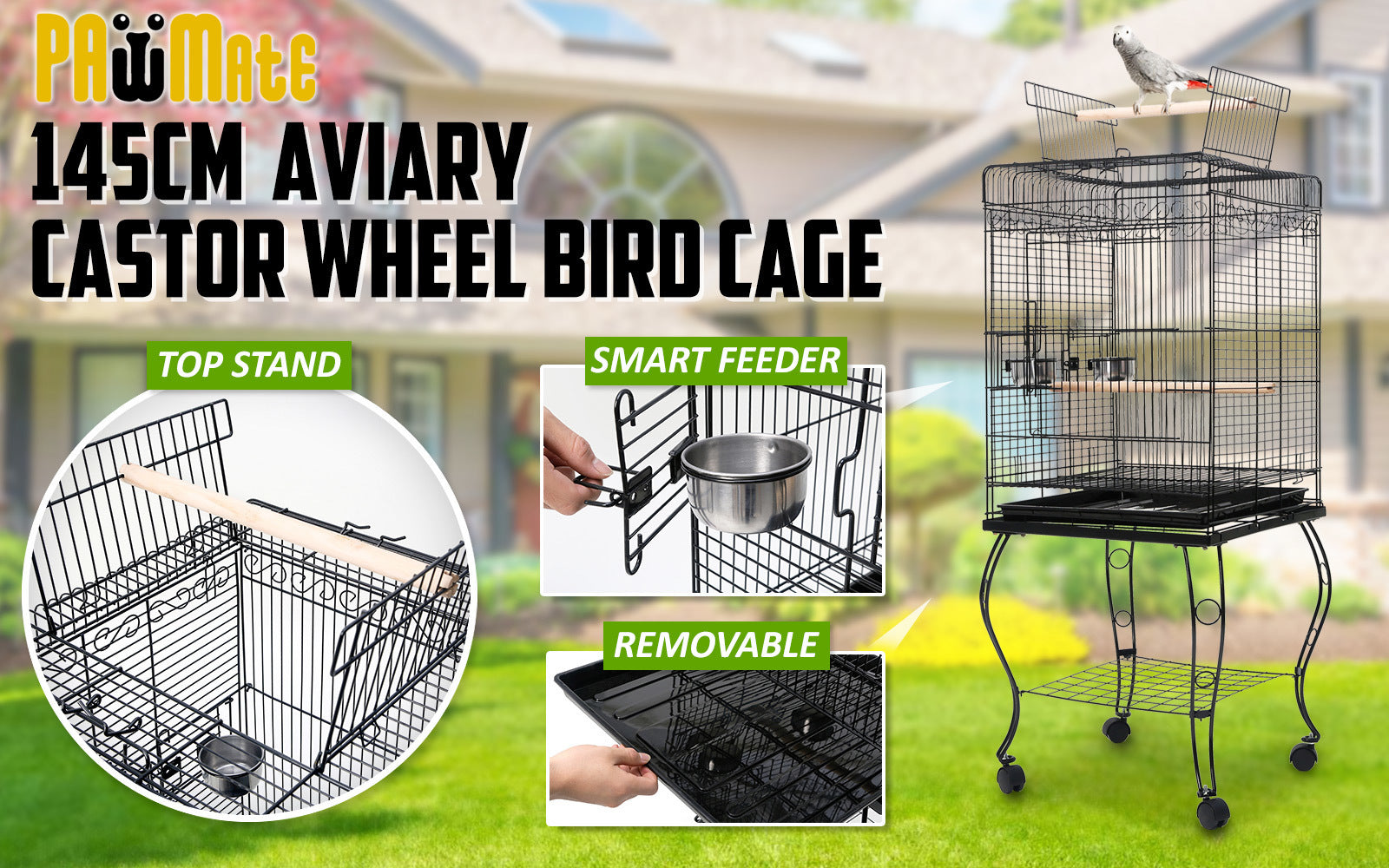 Paw Mate Bird Cage Parrot Aviary Alto 145cm