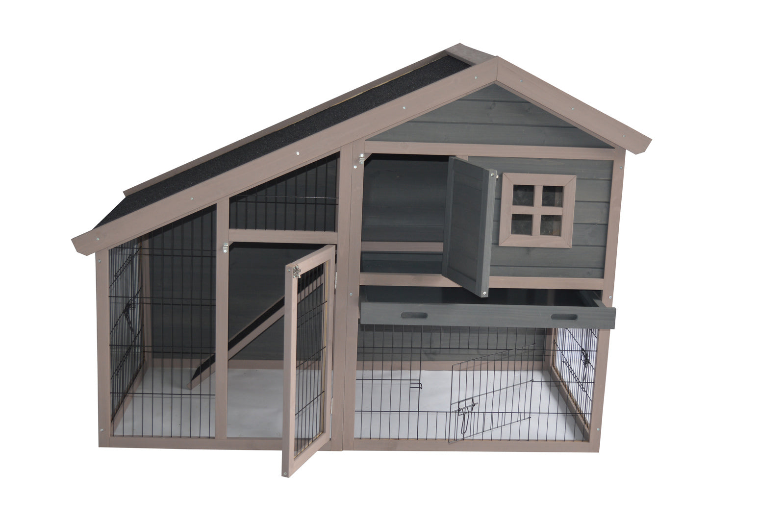 YES4PETS Grey Chicken Coop Rabbit Hutch Ferret Cage Hen Chook House