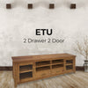 Birdsville ETU Entertainment TV Unit 223cm 2 Door 2 Drawer Mt Ash Wood - Brown