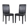 2x Wooden Frame Black Leatherette Dining Chairs with Solid Pine Legs