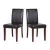 2x Wooden Frame Brown Leatherette Dining Chairs with Solid Pine Legs