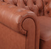 Single Seater Brown Sofa Armchair for Lounge Chesterfireld Style Button Tufted in Faux Leather