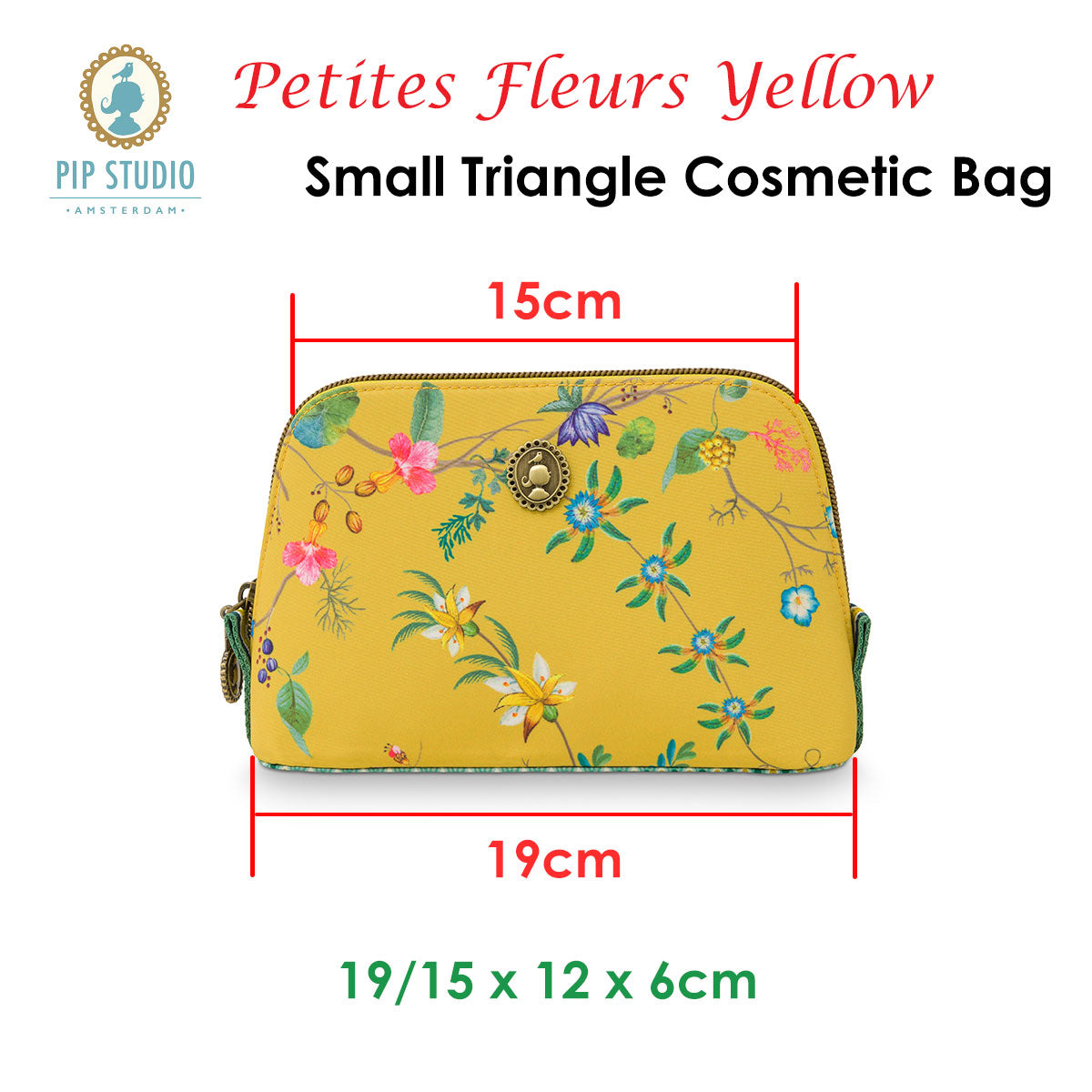 PIP Studio Petites Fleurs Yellow Small Triangle Cosmetic Bag