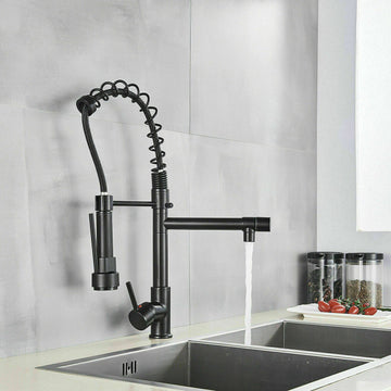 2023 Matte Black Pull out Kitchen tap DR Brass Dual outlets