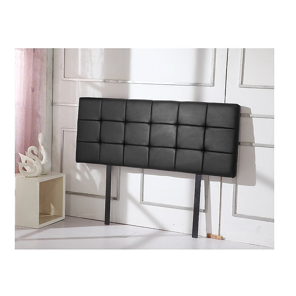 PU Leather Double Bed Deluxe Headboard Bedhead - Black