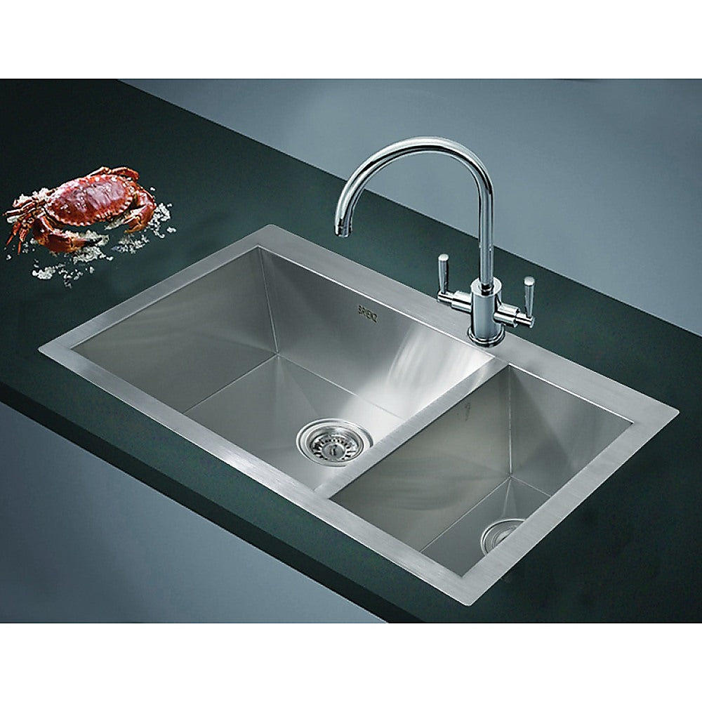 745x470mm Handmade Stainless Steel Topmount Kitchen Sink with Waste