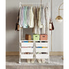 Metal Open Wardrobe Modern Storage Cabinet Tall Clothes Drawers Hanger Coat Rack