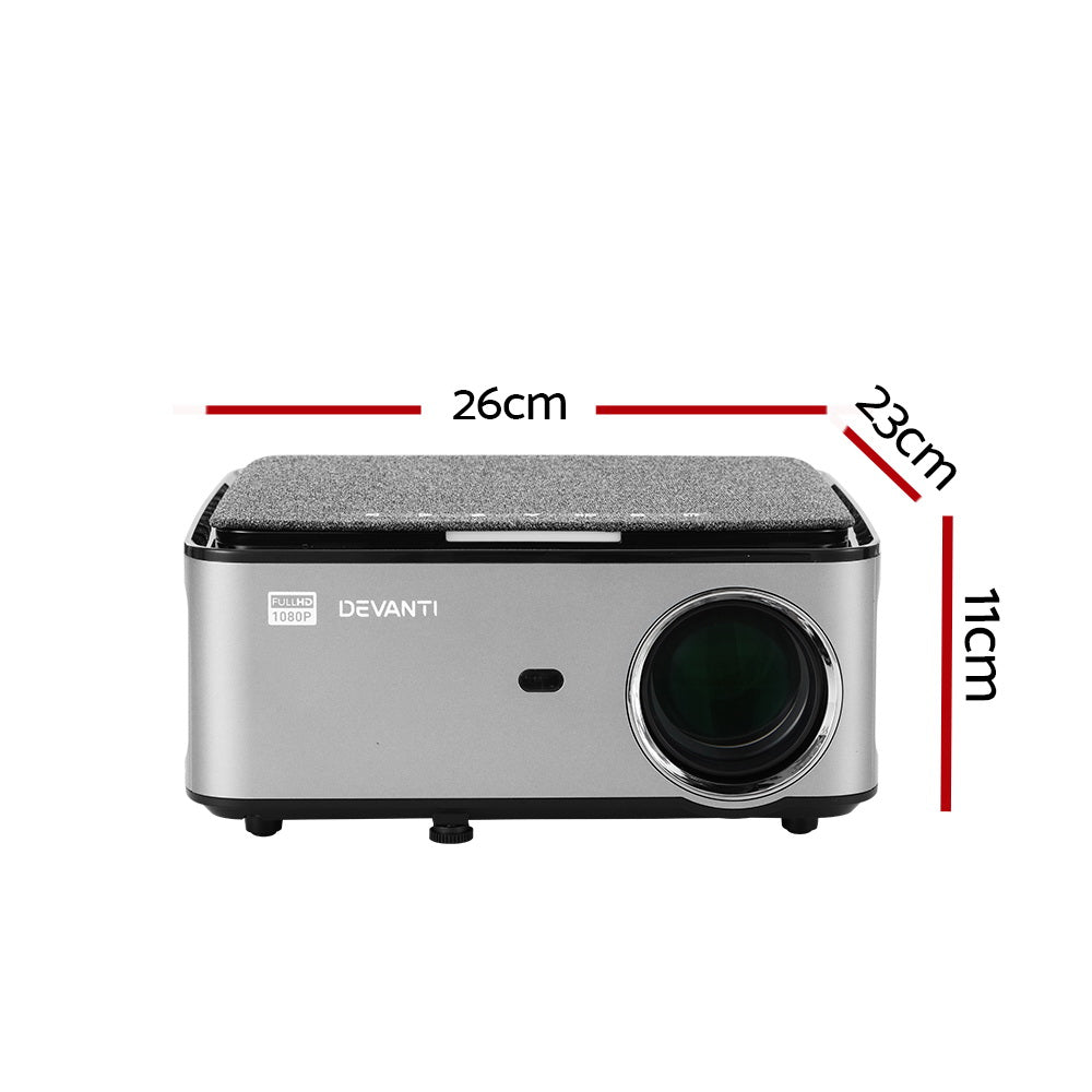 Devanti Mini Video Projector Wifi USB HDMI Portable 3800 Lumens HD 1080P Home Theater