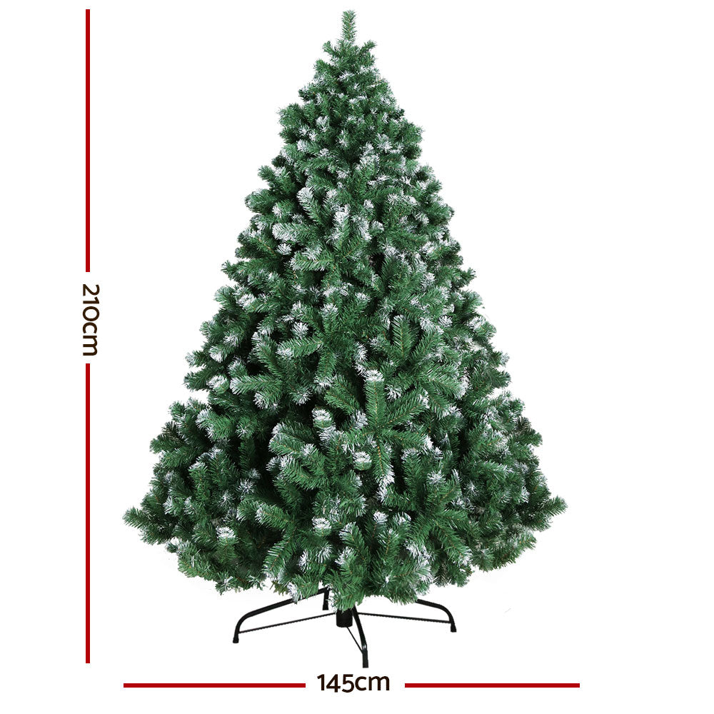 Jingle Jollys Christmas Tree 2.1M Xmas Trees Decorations Snowy 1250 Tips