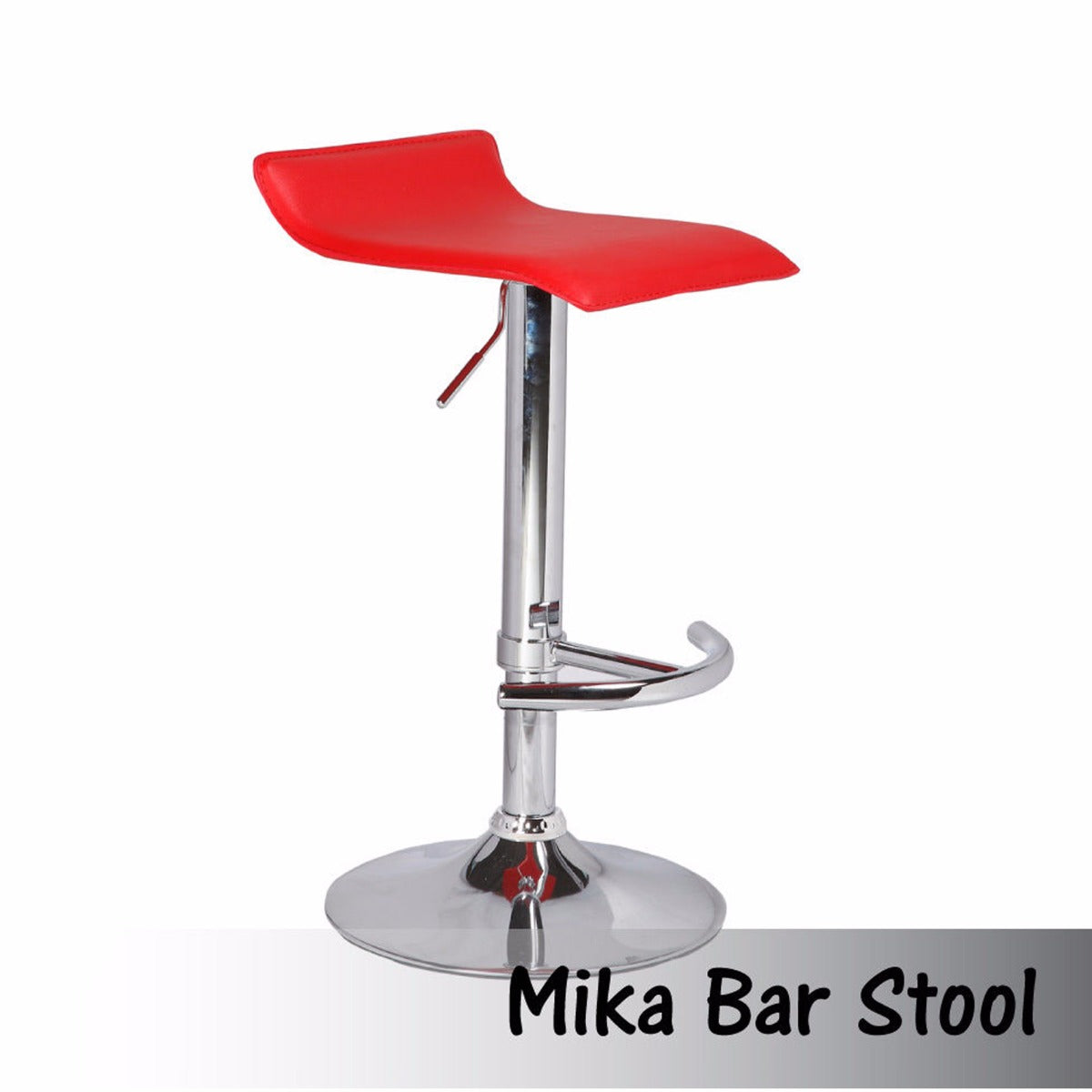 2X Red Bar Stools Faux Leather Low Back Adjustable Crome Base Gas Lift Slim Seat Swivel Chairs